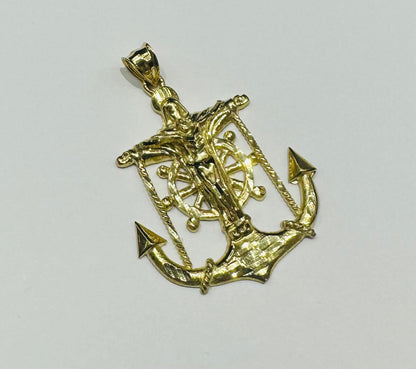10K GOLD ANCHOR JESUS CROSS PENDANT- WEIGHT: 6.8gm