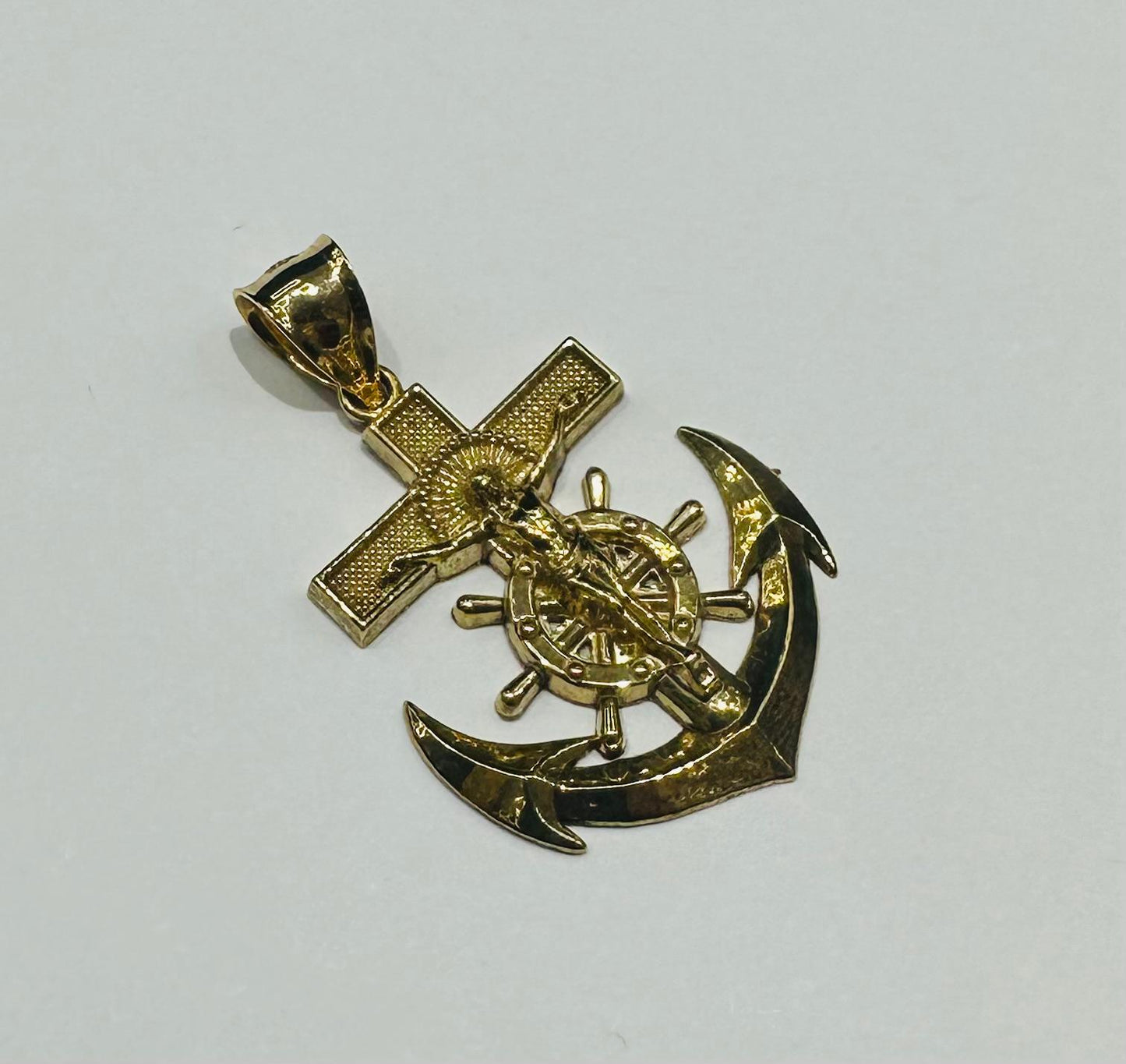 10K GOLD ANCHOR JESUS CROSS PENDANT- WEIGHT: 2.5gm