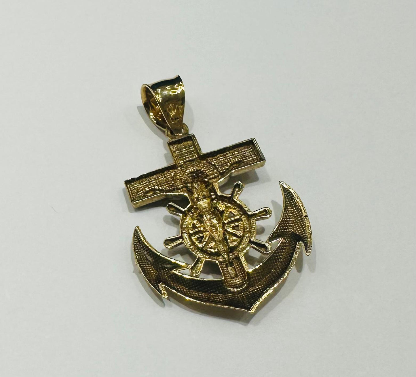 10K GOLD ANCHOR JESUS CROSS PENDANT- WEIGHT: 2.5gm