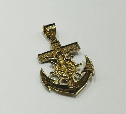10K GOLD ANCHOR JESUS CROSS PENDANT- WEIGHT: 2.5gm