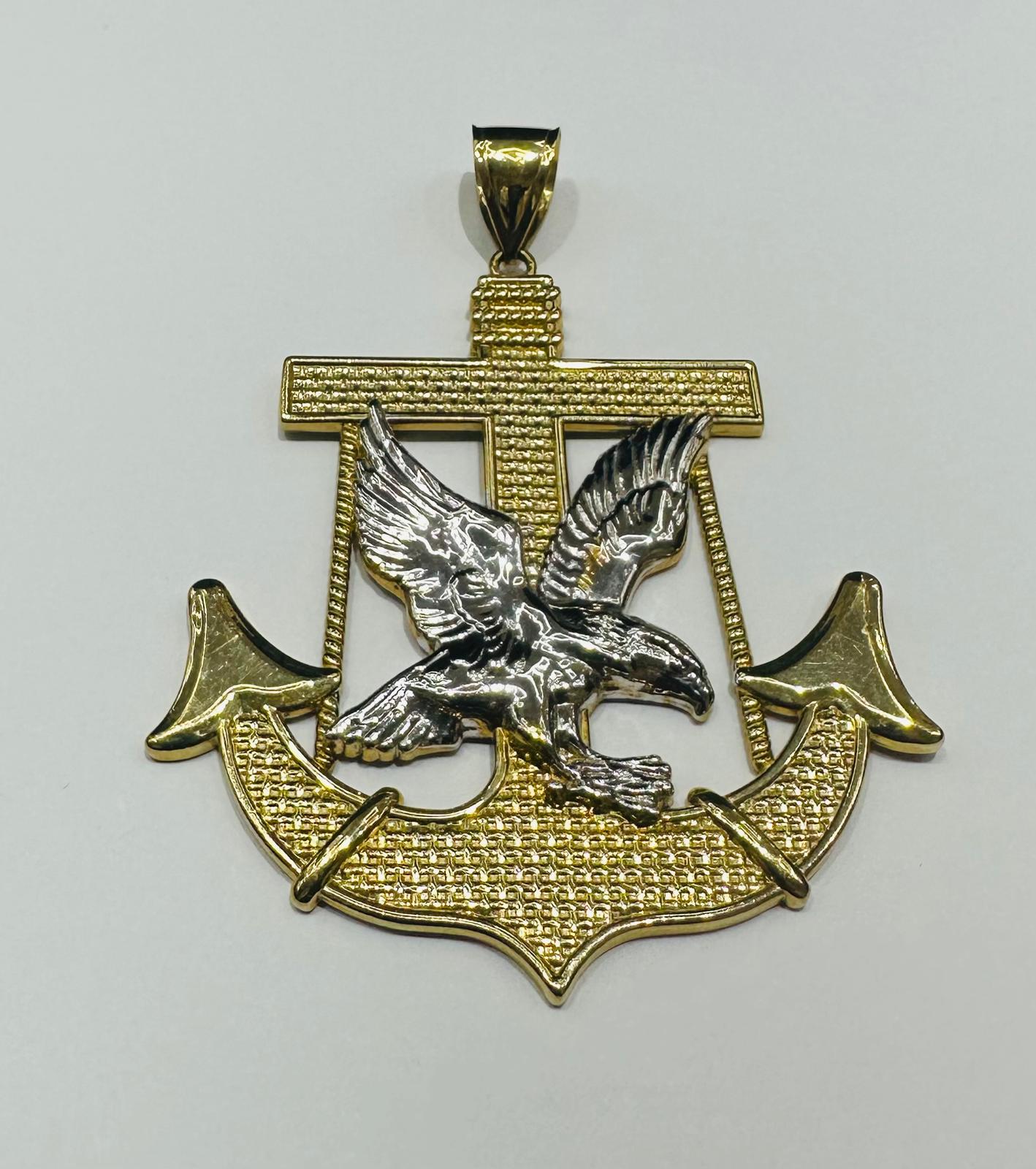 10K GOLD TWO TONED ANCHOR EAGLE PENDANT- WEIGHT: 14.0gm