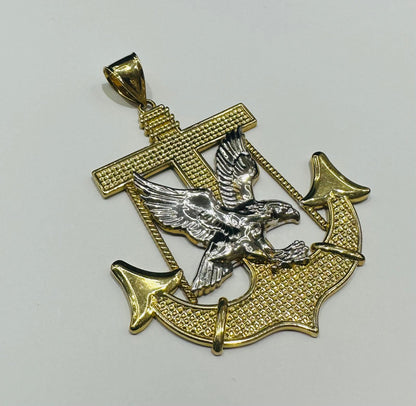 10K GOLD TWO TONED ANCHOR EAGLE PENDANT- WEIGHT: 14.0gm
