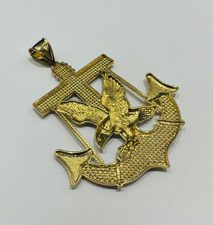 10K GOLD TWO TONED ANCHOR EAGLE PENDANT- WEIGHT: 14.0gm