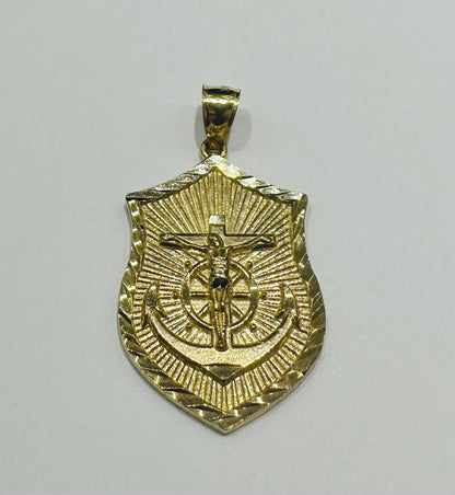10K GOLD ANCHOR JESUS CROSS PENDANT- WEIGHT: 3.6gm