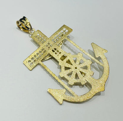 10K GOLD ANCHOR JESUS CROSS PENDANT- WEIGHT: 18.6gm