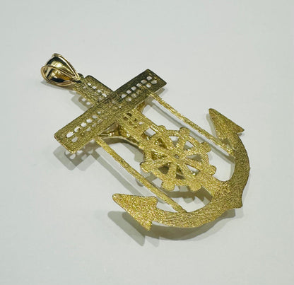 10K GOLD ANCHOR JESUS CROSS PENDANT- WEIGHT: 12.5gm