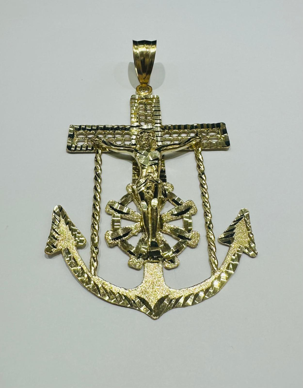 10K GOLD ANCHOR JESUS CROSS PENDANT- WEIGHT: 18.6gm