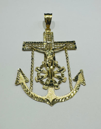 10K GOLD ANCHOR JESUS CROSS PENDANT- WEIGHT: 18.6gm