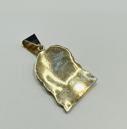 10K GOLD JESUS FACE PENDANT WITH WHITE SAPPHIRE- WEIGHT: 15.2gm