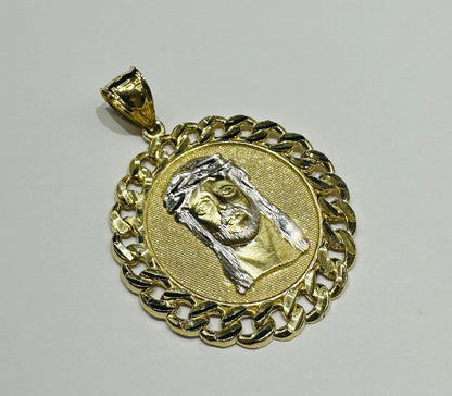 10K GOLD TWO TONED JESUS FACE PENDANT- WEIGHT: 6.5gm