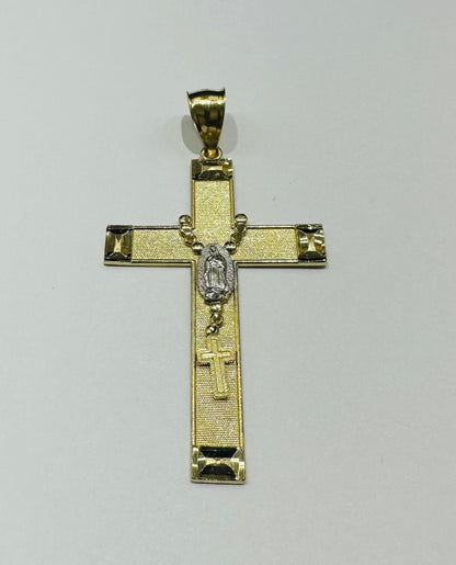 10K GOLD TWO TONED JESUS CROSS PENDANT- WEIGHT: 4.2gm