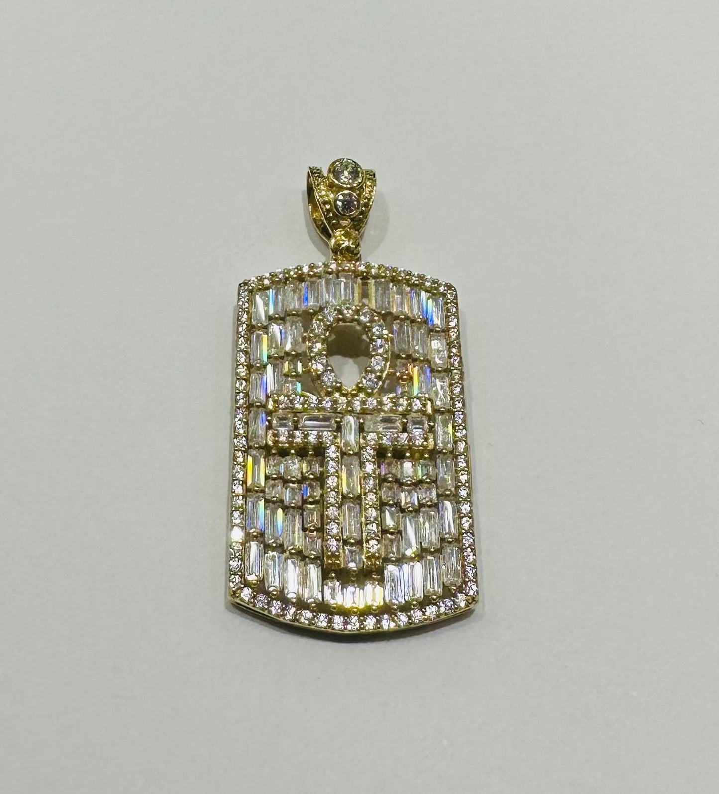 10K GOLD CROSS BAGUETTE PENDANT- WEIGHT: 9.5gm