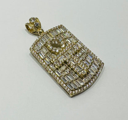 10K GOLD CROSS BAGUETTE PENDANT- WEIGHT: 9.5gm