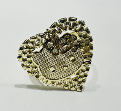10K GOLD HEART KITTY RING- WEIGHT: 2.8gm