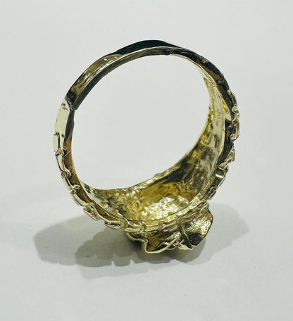10K GOLD FLOWER NUGGET RING- WEIGHT: 3.5gm