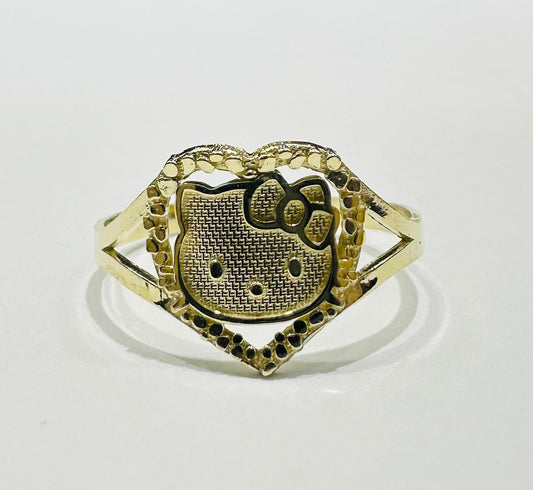 10K GOLD HEART KITTY RING- WEIGHT: 1.7gm