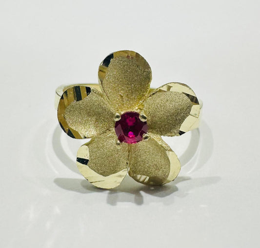 10K GOLD FLOWER RING- WEIGHT: 2.6gm