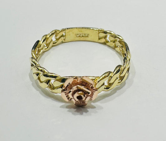 10K GOLD TWO TONED FLOWER RING- WEIGHT: 3.0gm