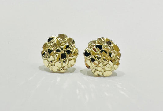 10K GOLD ROUND NUGGET EARRINGS- WEIGHT: 1.2gm