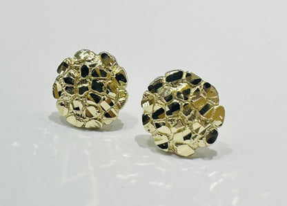 10K GOLD ROUND NUGGET EARRINGS- WEIGHT: 1.2gm