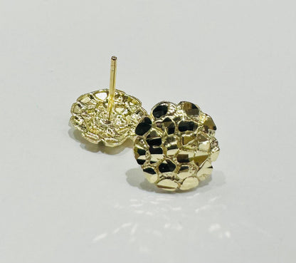 10K GOLD ROUND NUGGET EARRINGS- WEIGHT: 1.2gm