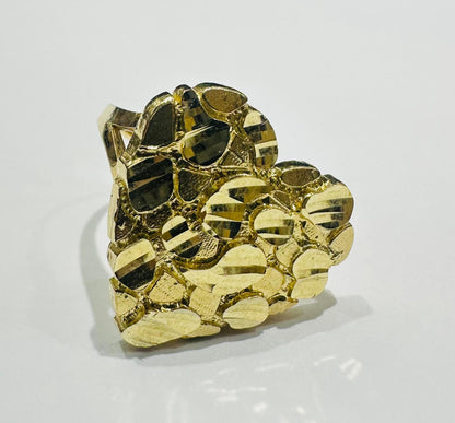 10K GOLD HEART NUGGET RING- WEIGHT: 3.8gm