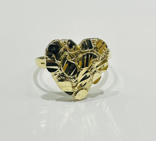 10K GOLD HEART NUGGET RING- WEIGHT: 1.6gm