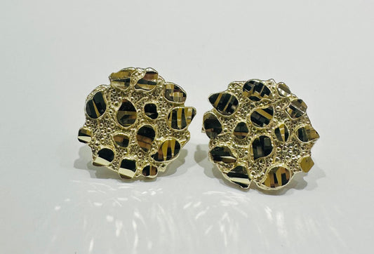 10K GOLD ROUND NUGGET EARRINGS- WEIGHT: 2.8gm