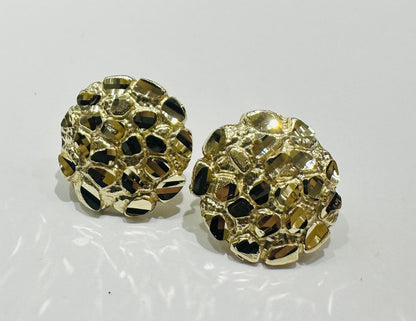 10K GOLD ROUND NUGGET EARRINGS- WEIGHT: 2.2gm