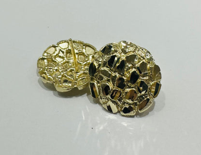 10K GOLD ROUND NUGGET EARRINGS- WEIGHT: 2.2gm