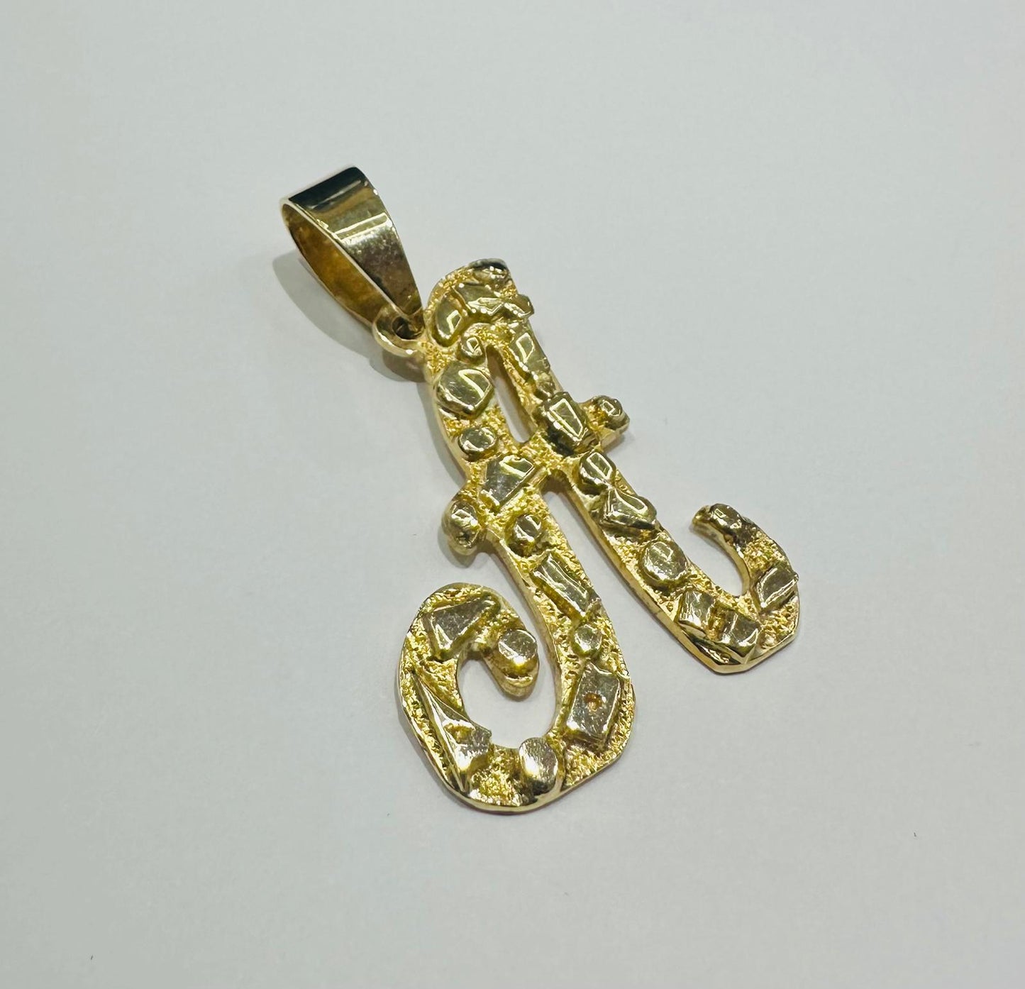 10K GOLD INITIAL "A" NUGGET PENDANT- WEIGHT: 9.3gm