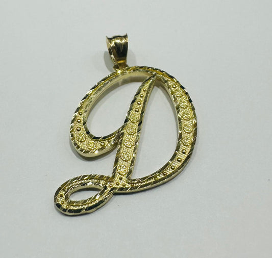 10K GOLD INITIAL "D" PENDANT- WEIGHT: 1.8gm