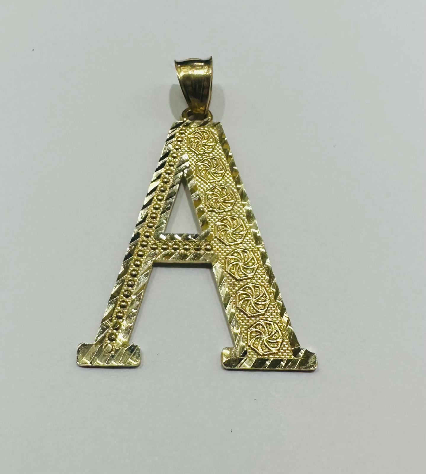 10K GOLD INITIAL "A" PENDANT- WEIGHT: 3.3gm