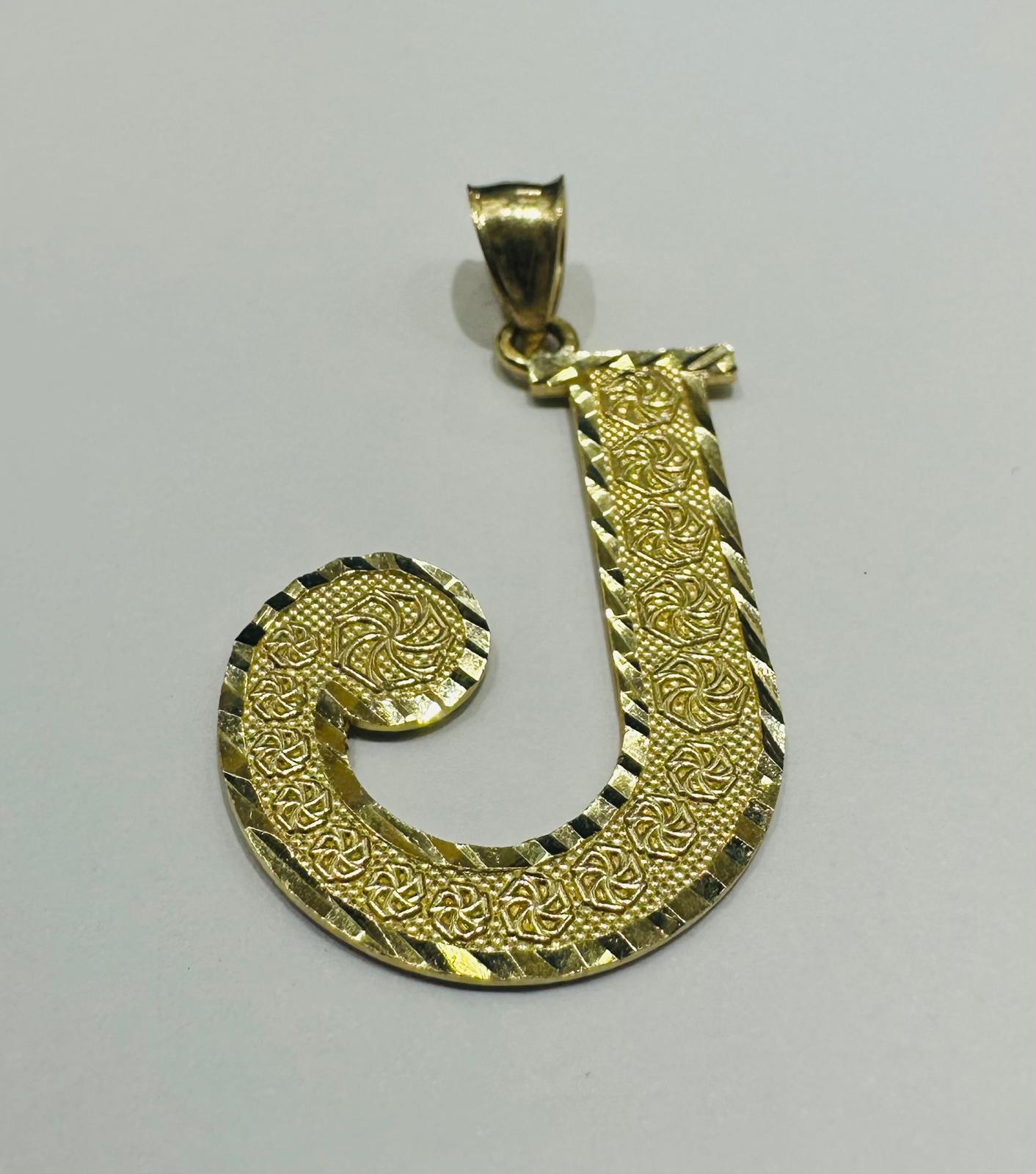 10K GOLD INITIAL "J" PENDANT- WEIGHT: 3.3gm