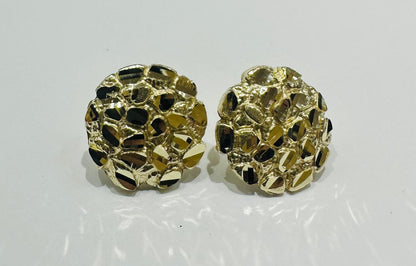 10K GOLD ROUND NUGGET EARRINGS- WEIGHT: 2.2gm