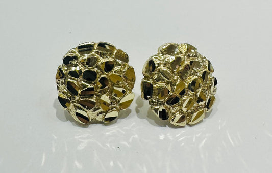 10K GOLD ROUND NUGGET EARRINGS- WEIGHT: 2.2gm