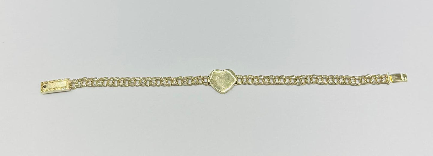 10K GOLD HEART CHINO LINK BRACELET- WEIGHT: 8.0gm   8"