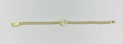 10K GOLD HEART CHINO LINK BRACELET- WEIGHT: 8.0gm   8"