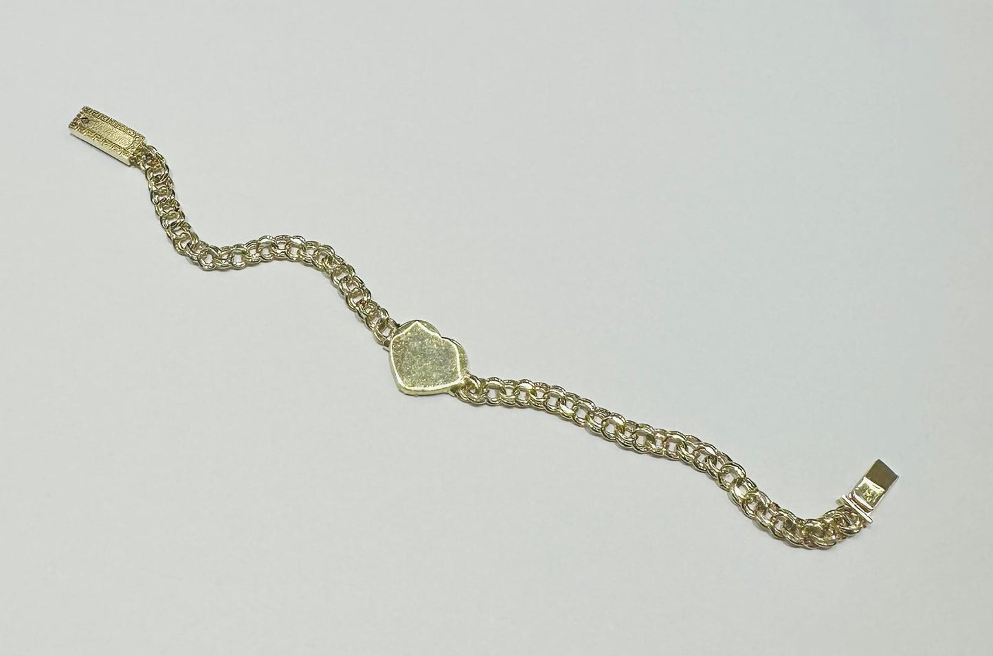 10K GOLD HEART CHINO LINK BRACELET- WEIGHT: 8.0gm   8"