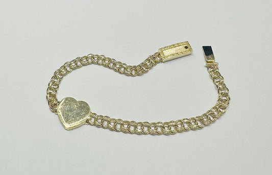 10K GOLD HEART CHINO LINK BRACELET- WEIGHT: 8.0gm   8"