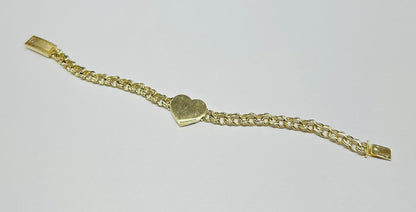 10K GOLD HEART CHINO LINK BRACELET- WEIGHT: 10.6gm   8"