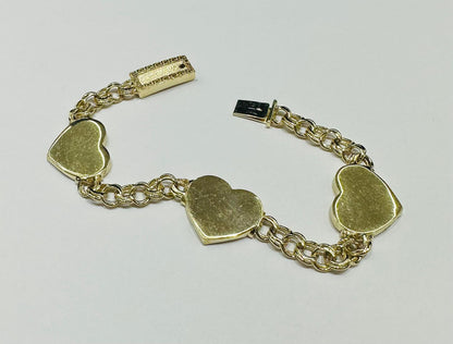 10K GOLD HEART CHINO LINK BRACELET- WEIGHT: 12.3gm   7"