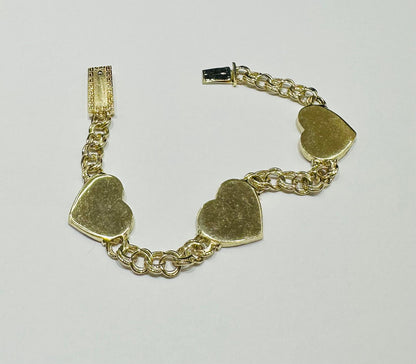 10K GOLD HEART CHINO LINK BRACELET- WEIGHT: 12.3gm   7"