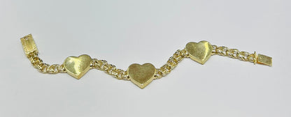 10K GOLD HEART CHINO LINK BRACELET- WEIGHT: 23.5gm   8"
