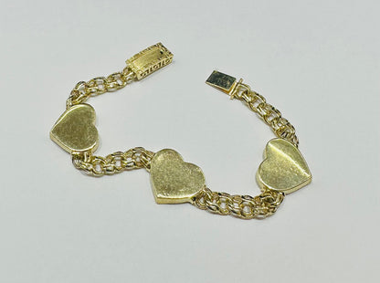 10K GOLD HEART CHINO LINK BRACELET- WEIGHT: 23.5gm   8"