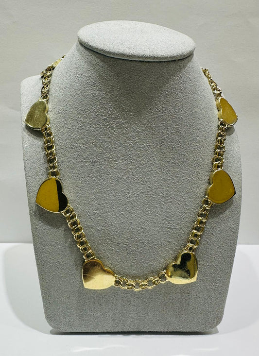 10K GOLD HEART CHINO LINK CHAIN- WEIGHT: 30.4gm    20"