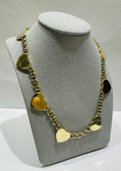 10K GOLD HEART CHINO LINK CHAIN- WEIGHT: 30.4gm    20"