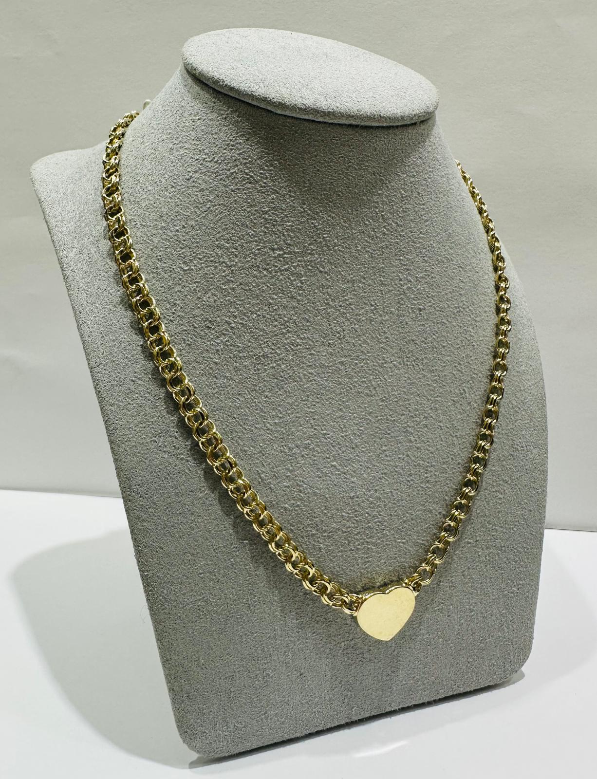 10K GOLD CHINO HEART LINK CHAIN- WEIGHT: 18.0gm    20"