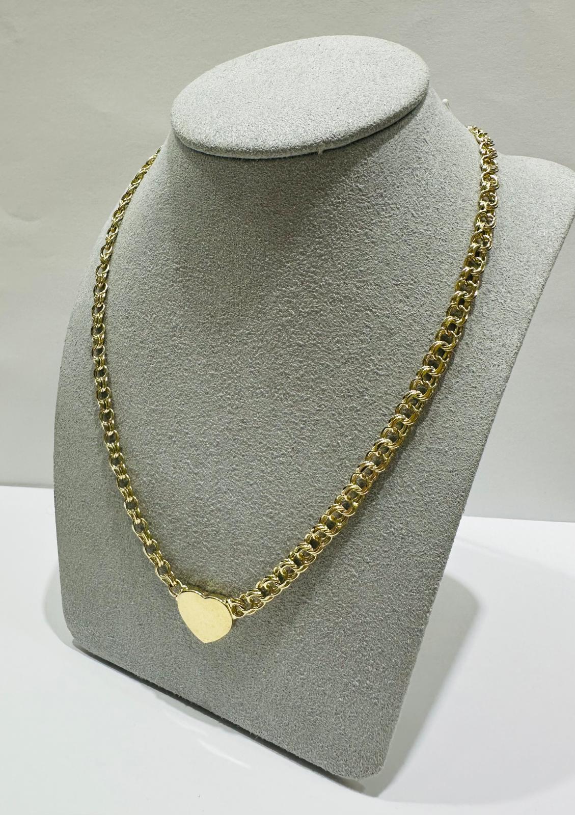 10K GOLD CHINO HEART LINK CHAIN- WEIGHT: 18.0gm    20"