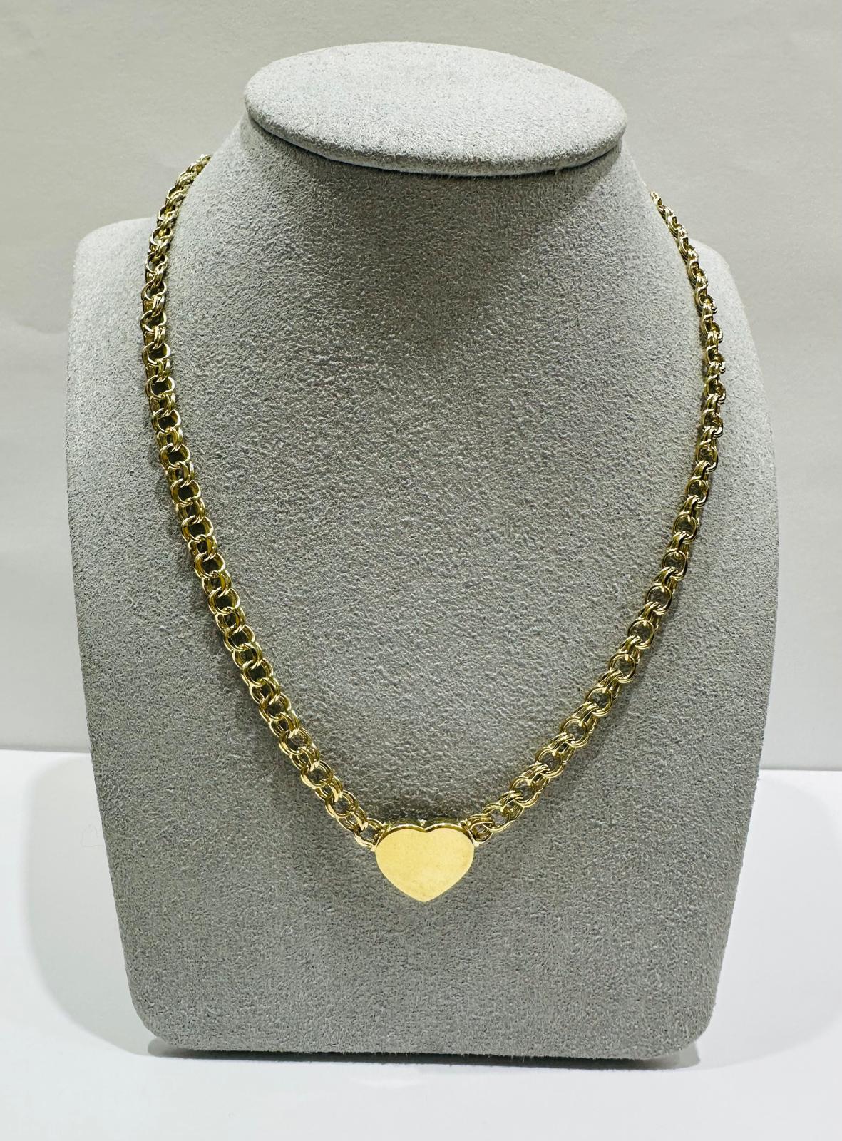 10K GOLD CHINO HEART LINK CHAIN- WEIGHT: 18.8gm    22"
